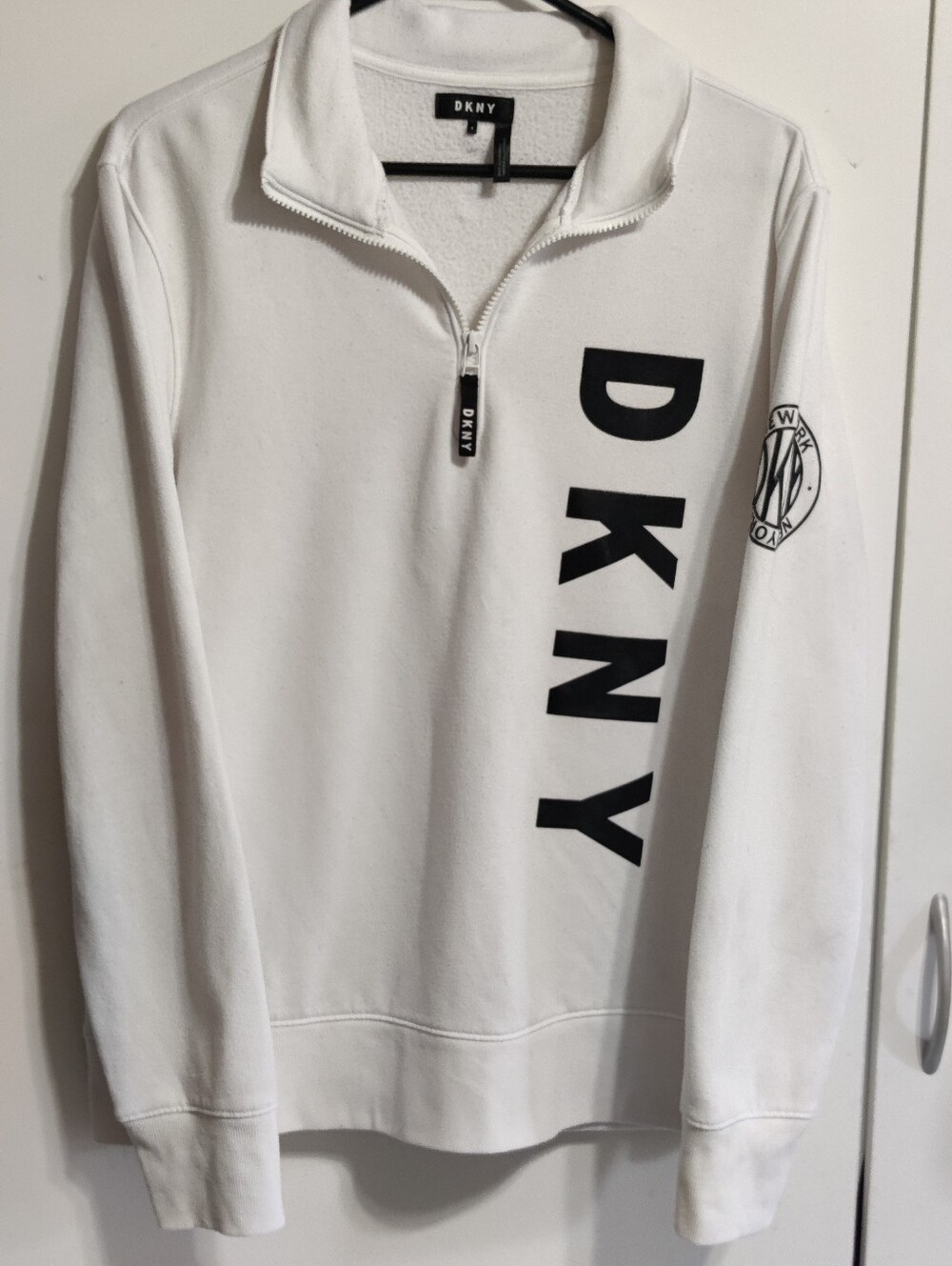 DKNY Women's White Quarter-Zip Sweatshirt